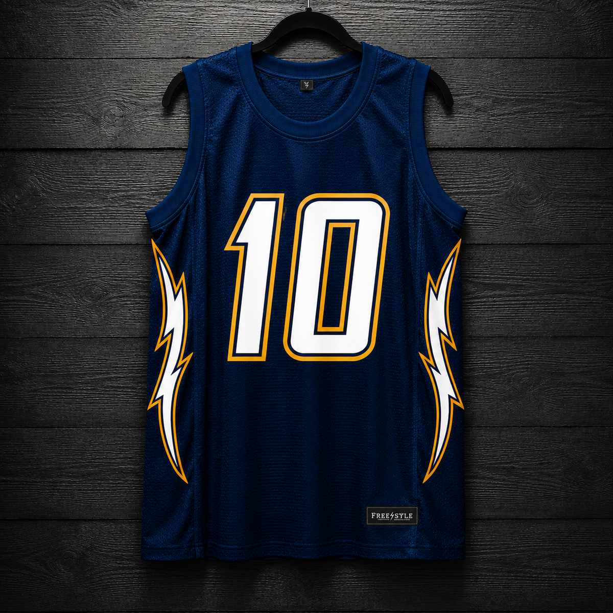 B-031m #10 Navy White Yellow Gold Basketball Jersey - MADE TO ORDER