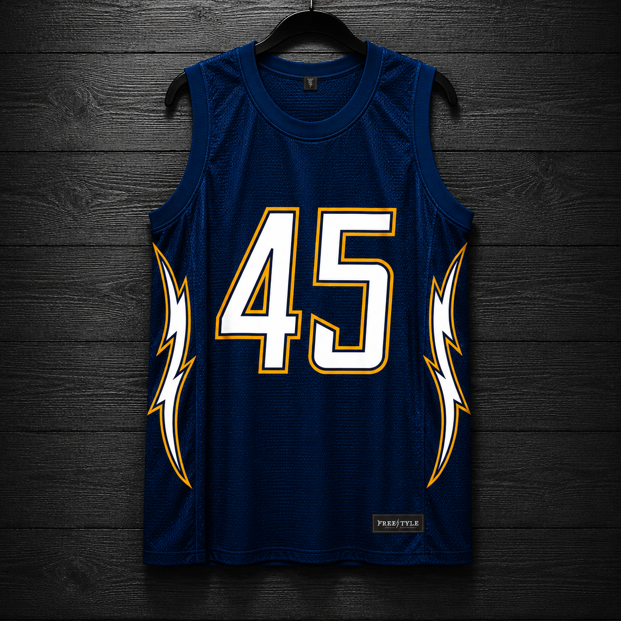 B-031m #45 Navy White Yellow Gold Basketball Jersey - MADE TO ORDER