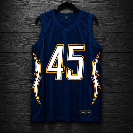 B-031m #45 Navy White Yellow Gold Basketball Jersey - MADE TO ORDER