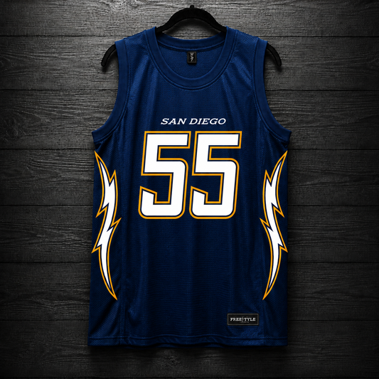 B-031m #55 San Diego Navy White Yellow Gold Basketball Jersey - MADE TO ORDER
