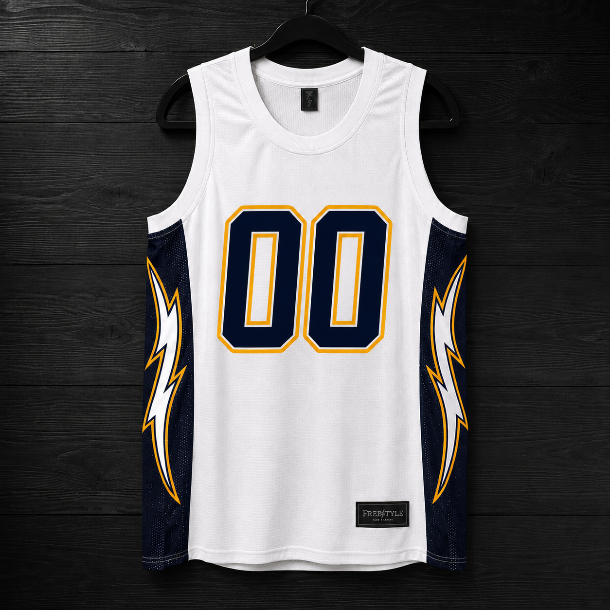 B-032m CUSTOM Name and # White Navy Yellow Gold Basketball Jersey - MADE TO ORDER