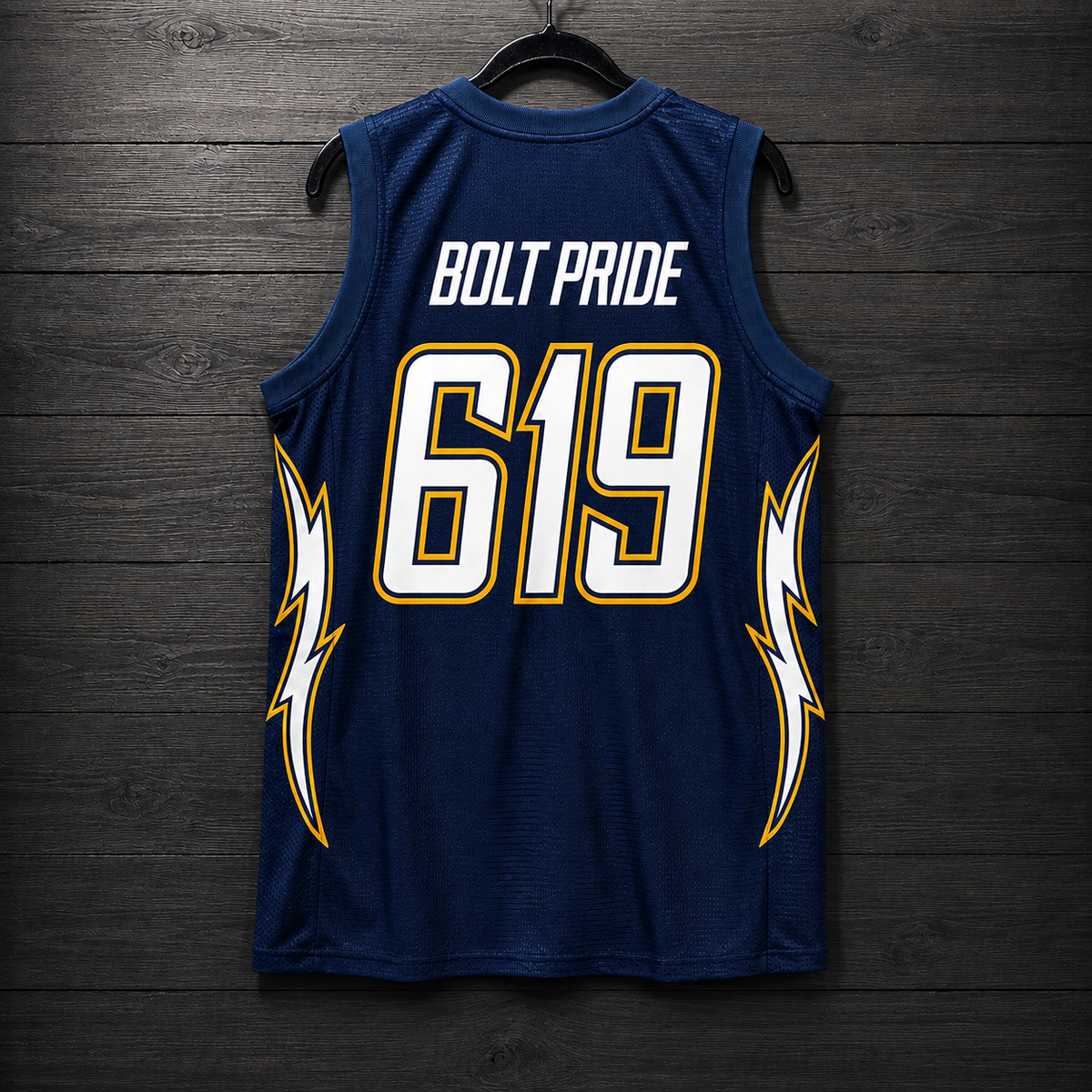 B-031m #619 San Diego Navy White Yellow Gold Basketball Jersey - MADE TO ORDER