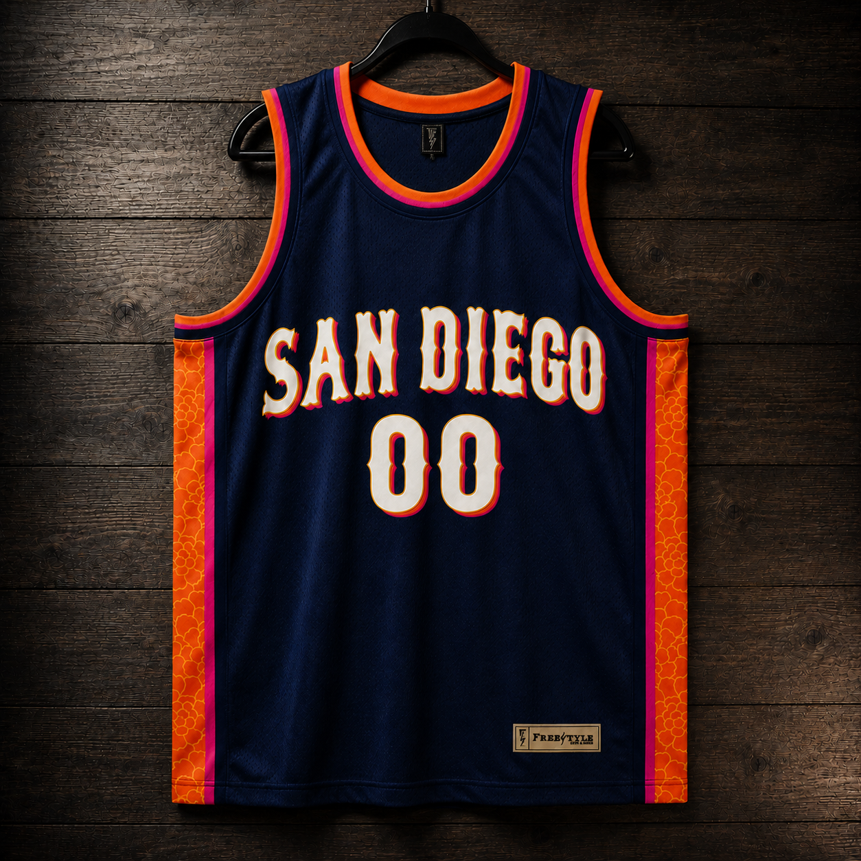 A-120m CUSTOM Name and # Navy White Orange Pink Basketball Jersey - MADE TO ORDER