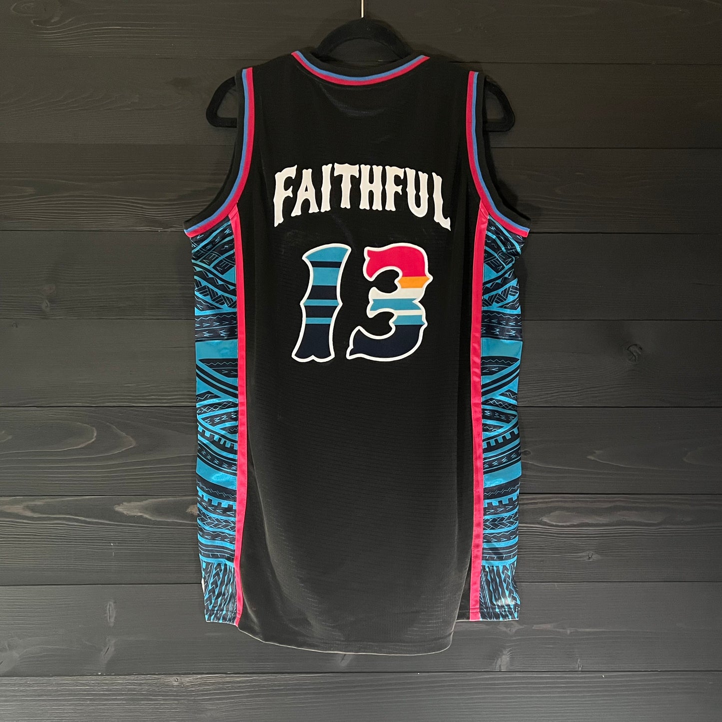 D-001a #13 FINE CITY FAITHFUL Black Aqua Tribal - ALL STOCK