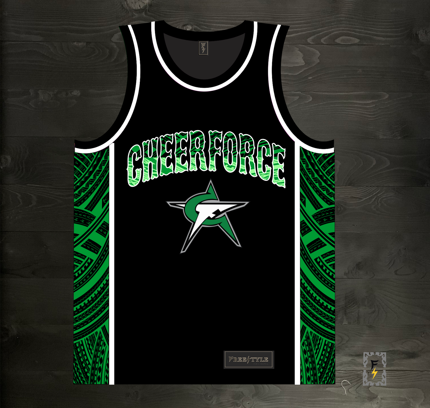 24-9043m CUSTOM # CHEERFORCE Black Basketball- MADE TO ORDER