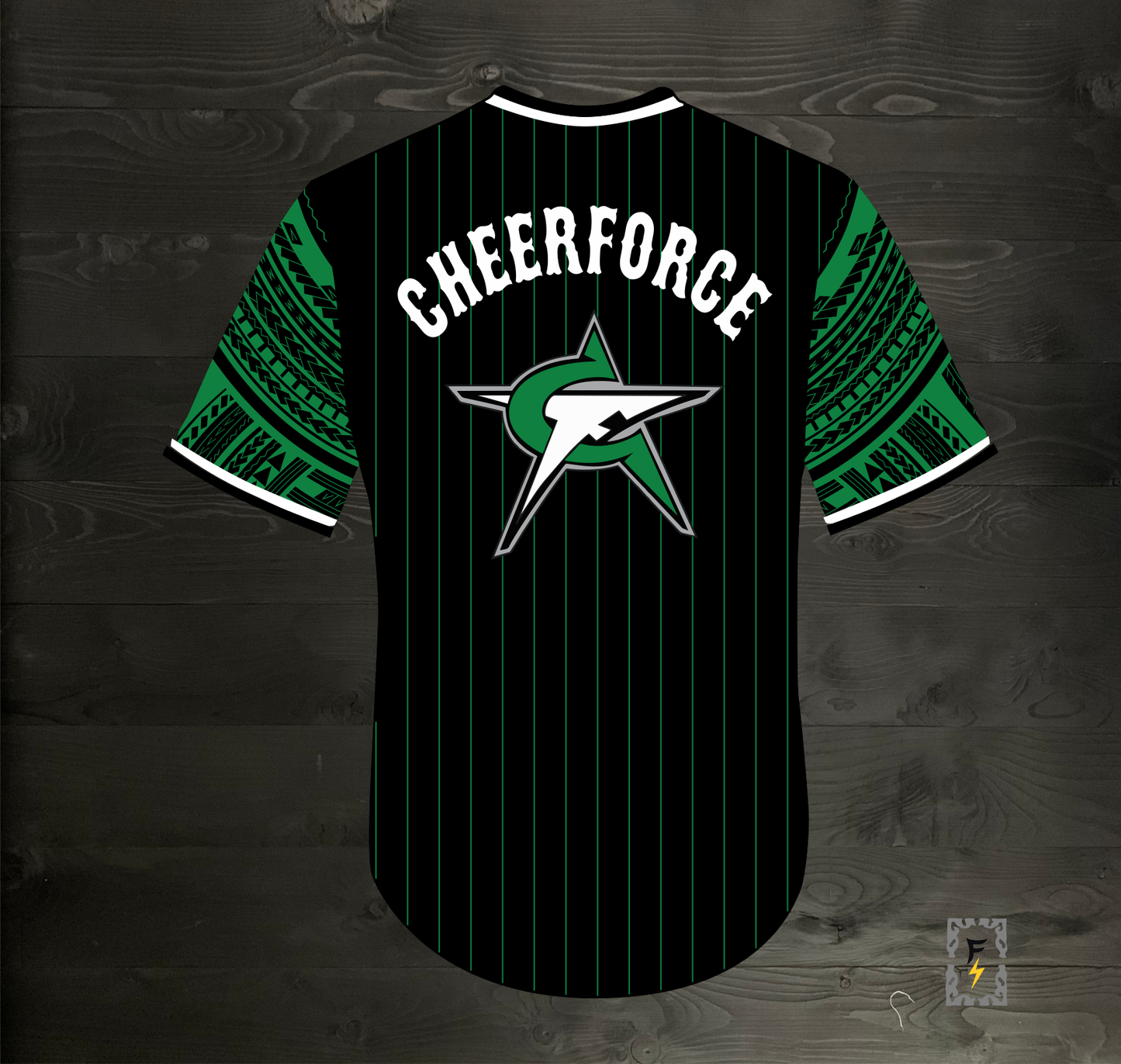 24-9045m CHEERFORCE Black Green Baseball- MADE TO ORDER