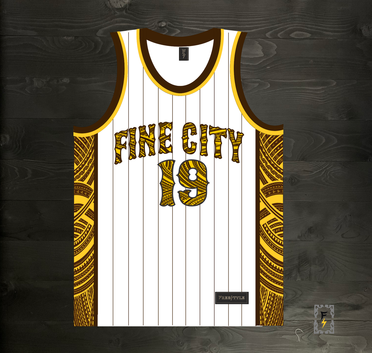 A-001m FAITHFUL #19 - FINE CITY White Tribalz Basketball Jersey ALL SIZES - MADE TO ORDER