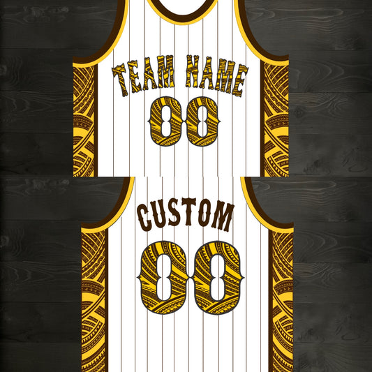 A-001m CUSTOM White Tribalz Basketball Jersey ALL SIZES - MADE ORDER