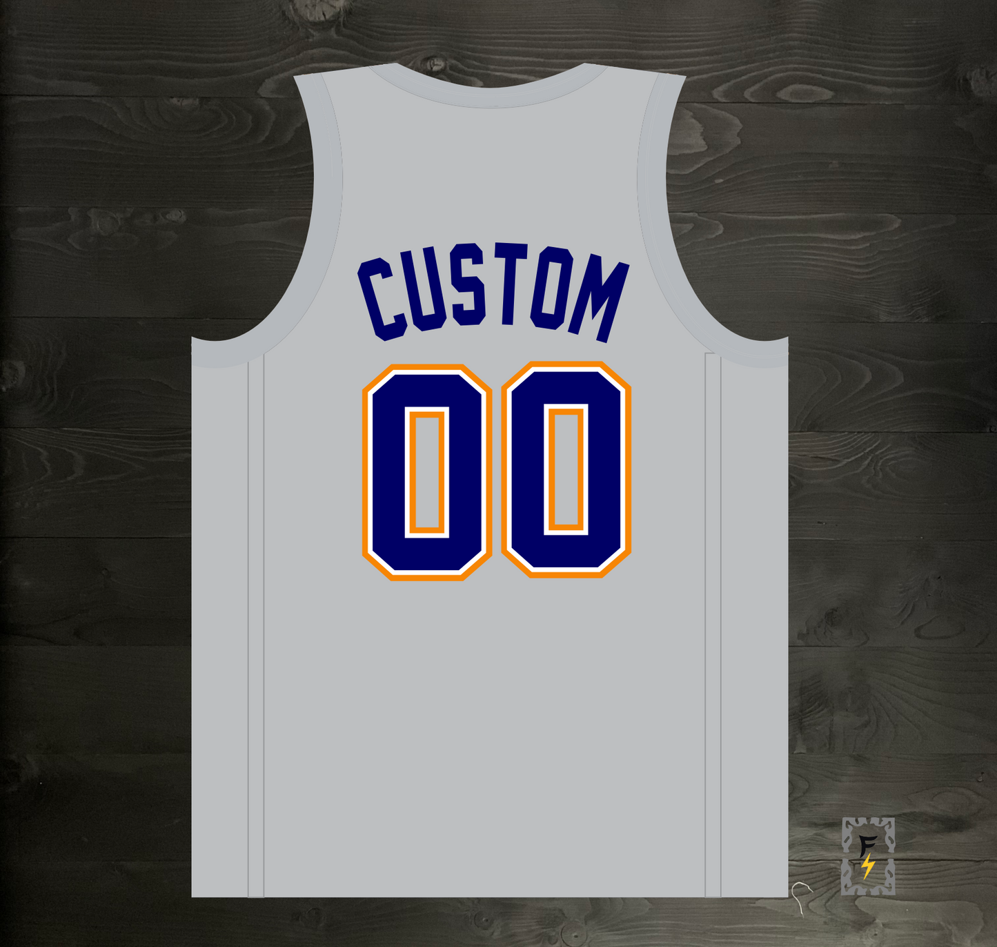 A-013m CUSTOM Gray Navy Orange Basketball Jersey ALL SIZES- MADE ORDER