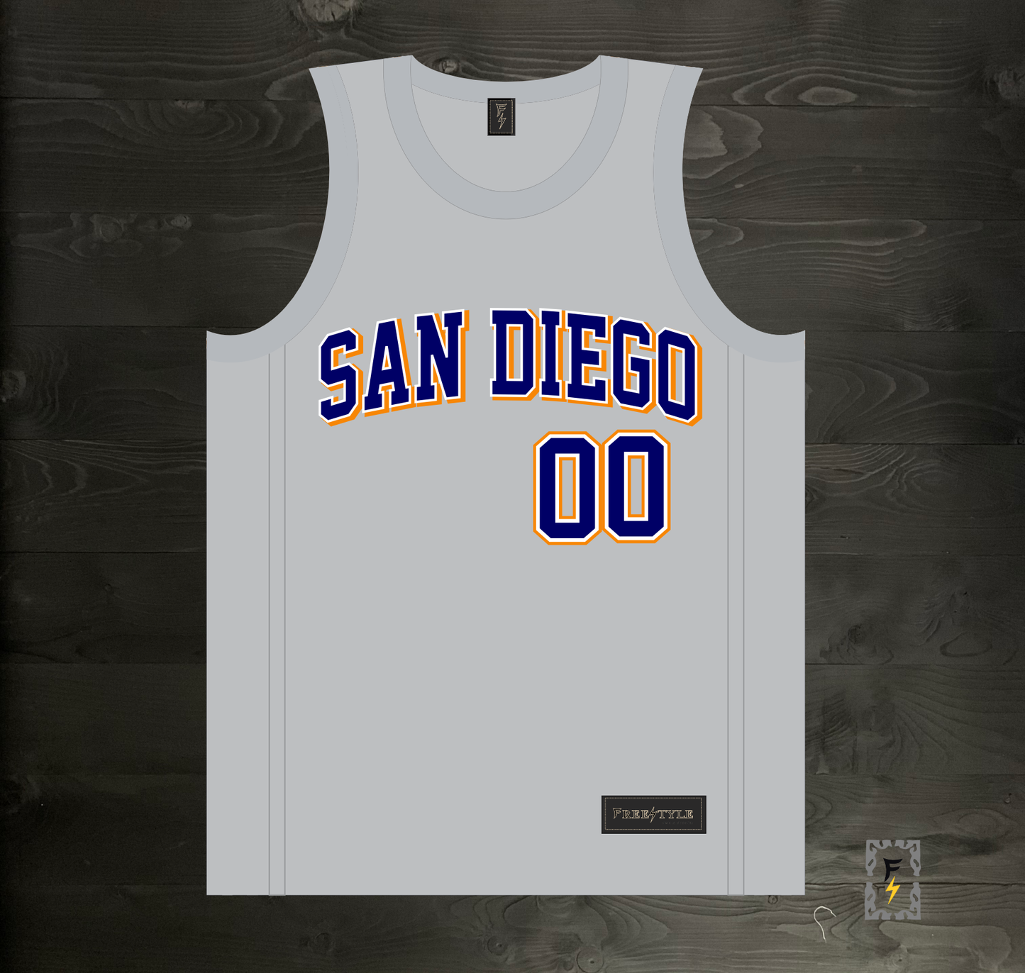 A-013m CUSTOM Gray Navy Orange Basketball Jersey ALL SIZES- MADE ORDER