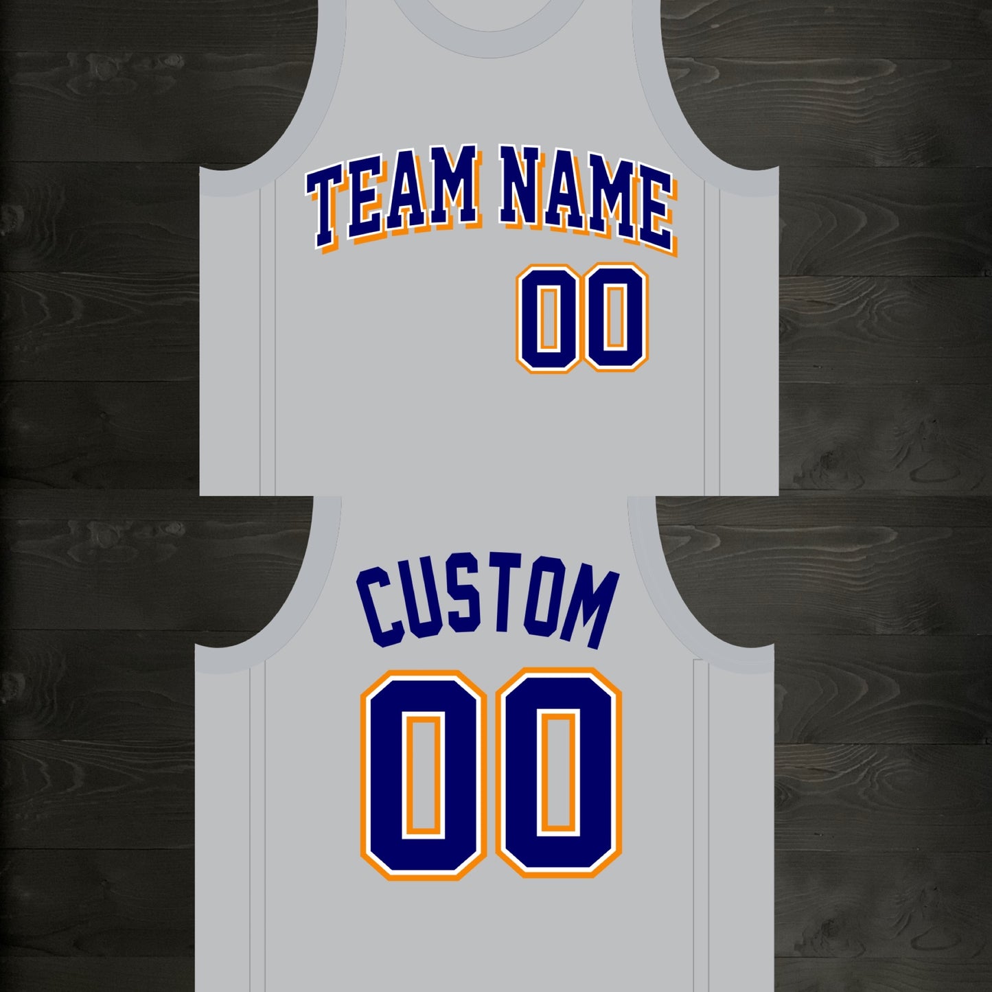 A-013m CUSTOM Gray Navy Orange Basketball Jersey ALL SIZES- MADE ORDER