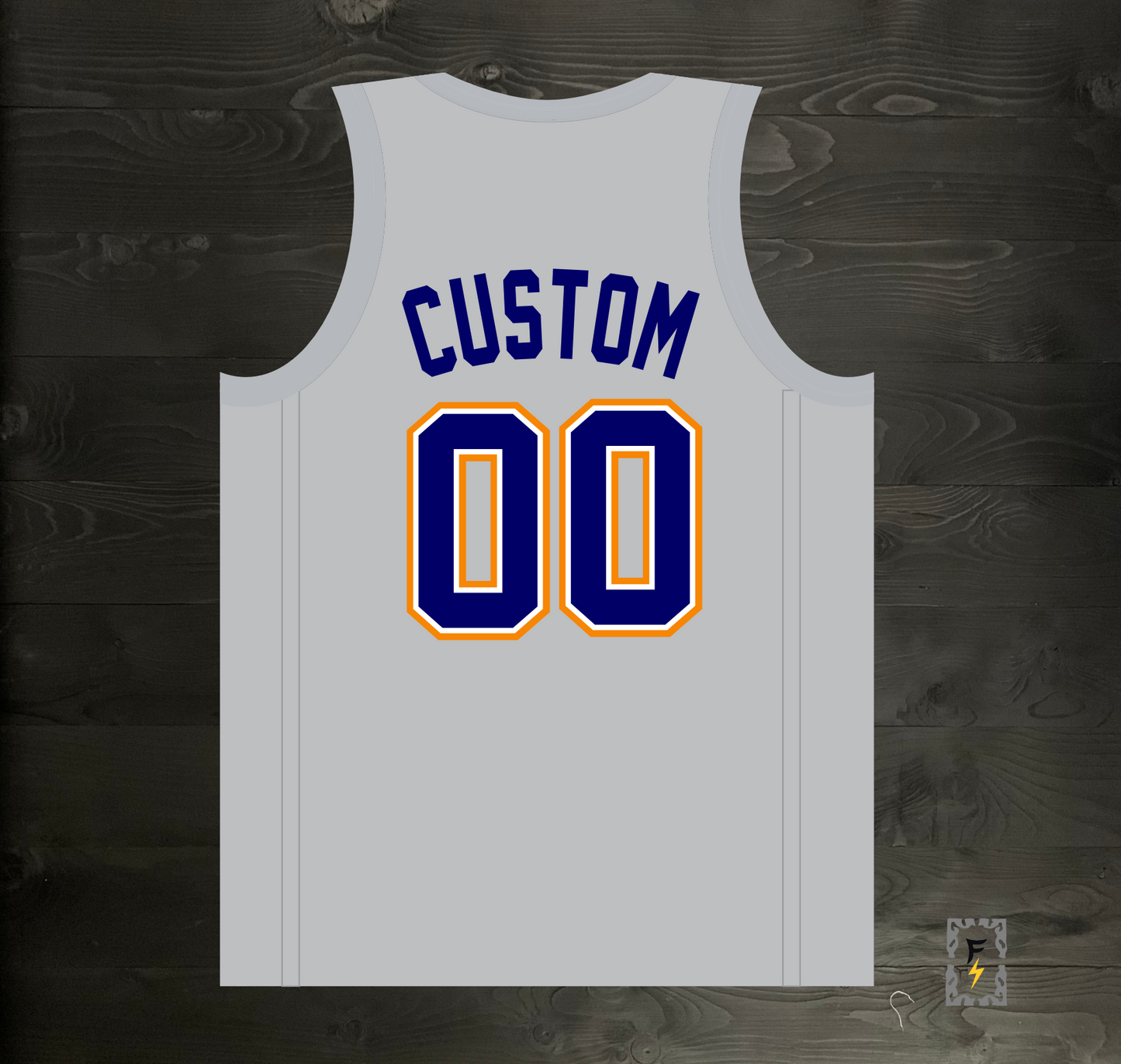 A-013m CUSTOM Gray Navy Orange Basketball Jersey ALL SIZES- MADE ORDER