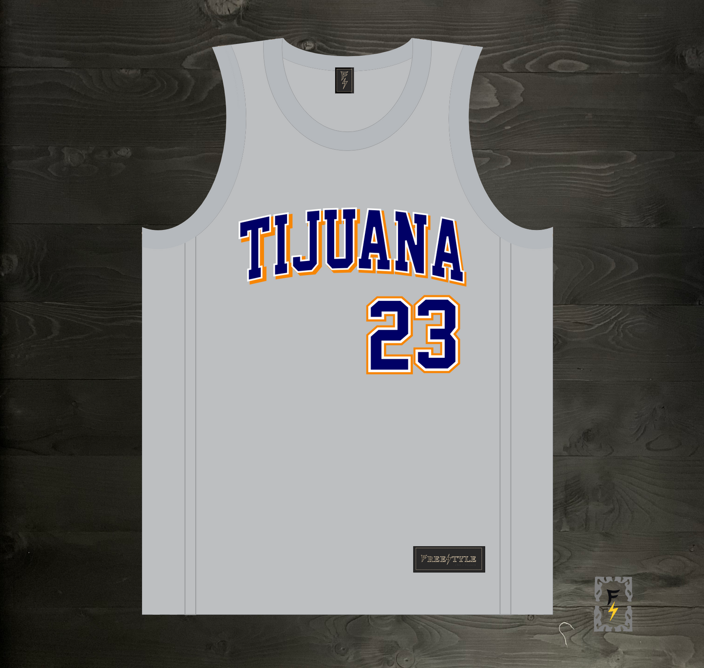 A-013m CUSTOM Gray Navy Orange Basketball Jersey ALL SIZES- MADE ORDER