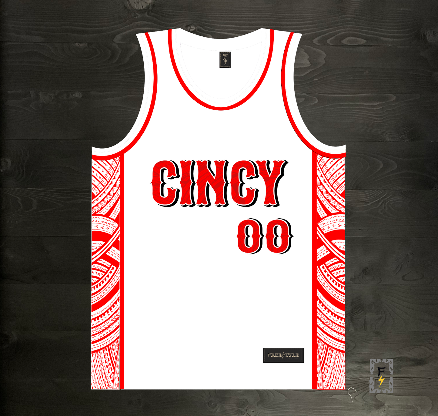 M-362m CUSTOM NAME and # White Red Tribalz ALL SIZES - MADE ORDER