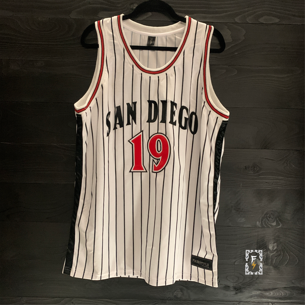 20-0101m SD State White Black Red w Pinstripes #19 GWYNN - MADE TO ORDER