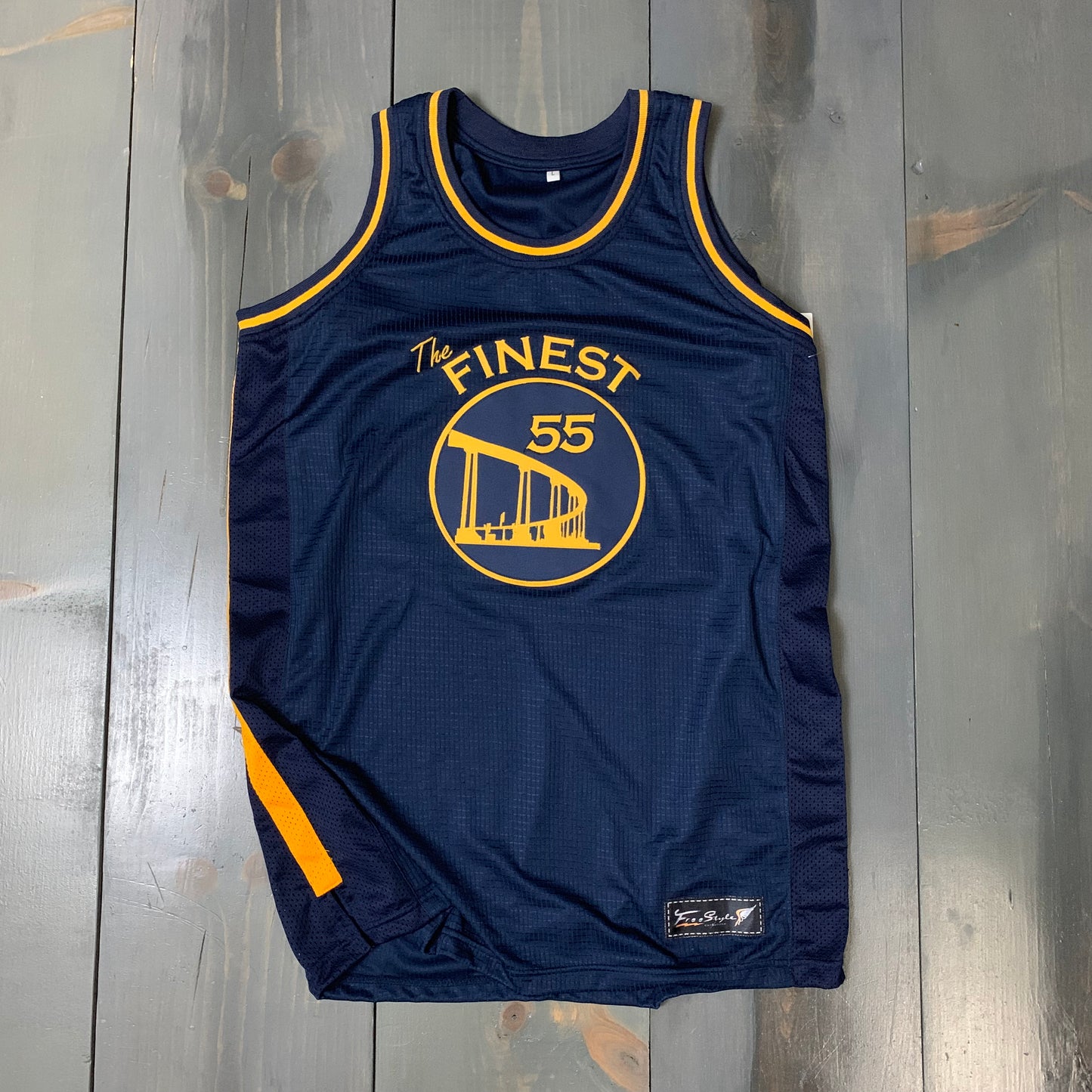 Freestyle Basketball Jersey X Finest Coronado Bridge Navy Yellow Gold