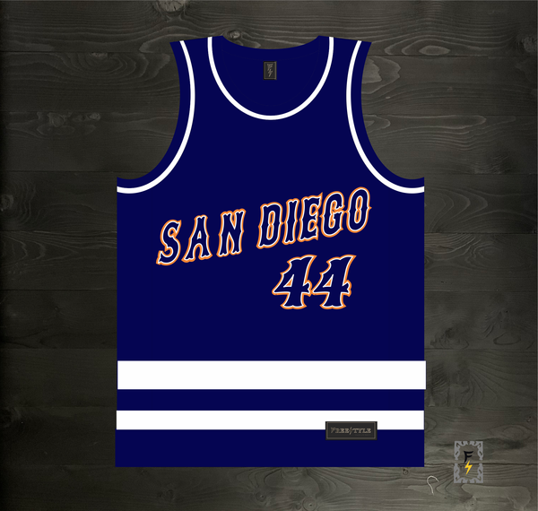 23-2049m MUSGROVE #44 San Diego 98 Navy Hockey Inspired - MADE TO ORDER