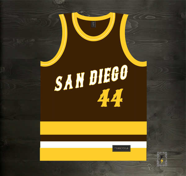 23-2052m MUSGROVE #44 San Diego Brown Yellow Hockey Inspired - MADE TO ORDER