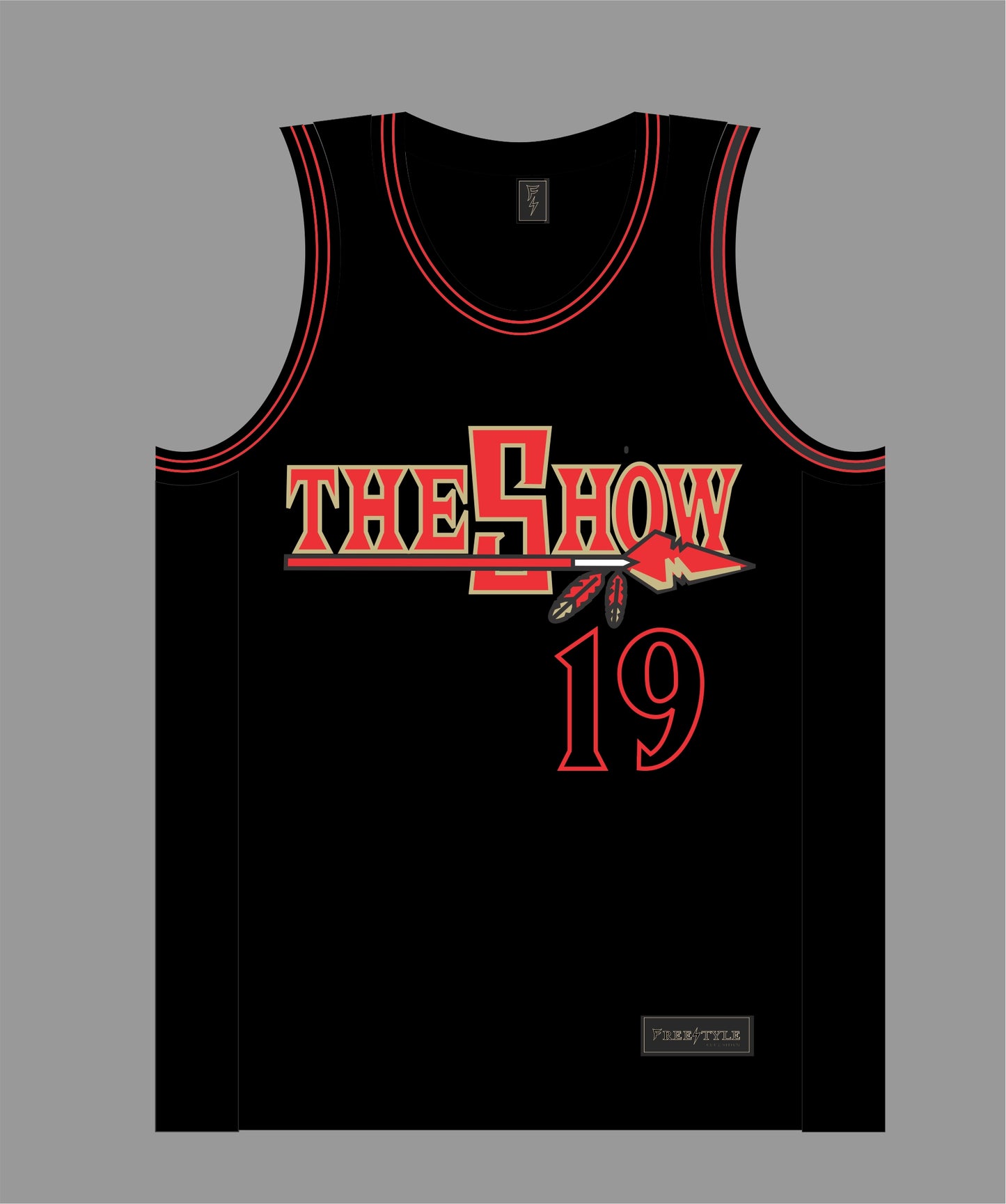 The Show Basketball Jersey in Black #19 FINE CITY