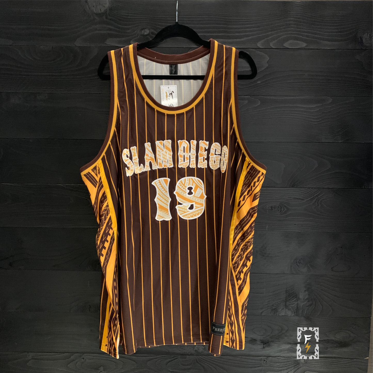 FS X SDP Fine City Friars Tribalz SLAM DIEGO Brown Yellow Pinstripes #19 MADE TO ORDER